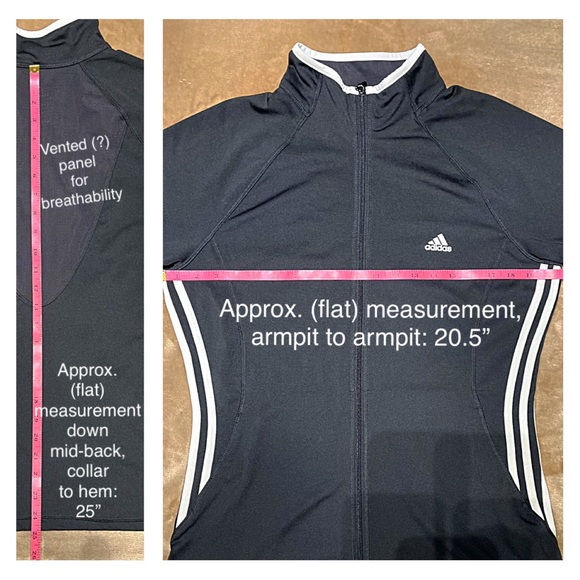 ADIDAS WOMEN’S LOGO SPORTY ZIP JACKET L THREE STRIPE Black White - Picture 6 of 7